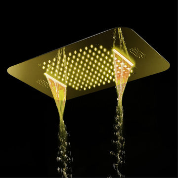 Wall-Mounted 23" Thermostatic Shower System in Gold 4 Functions